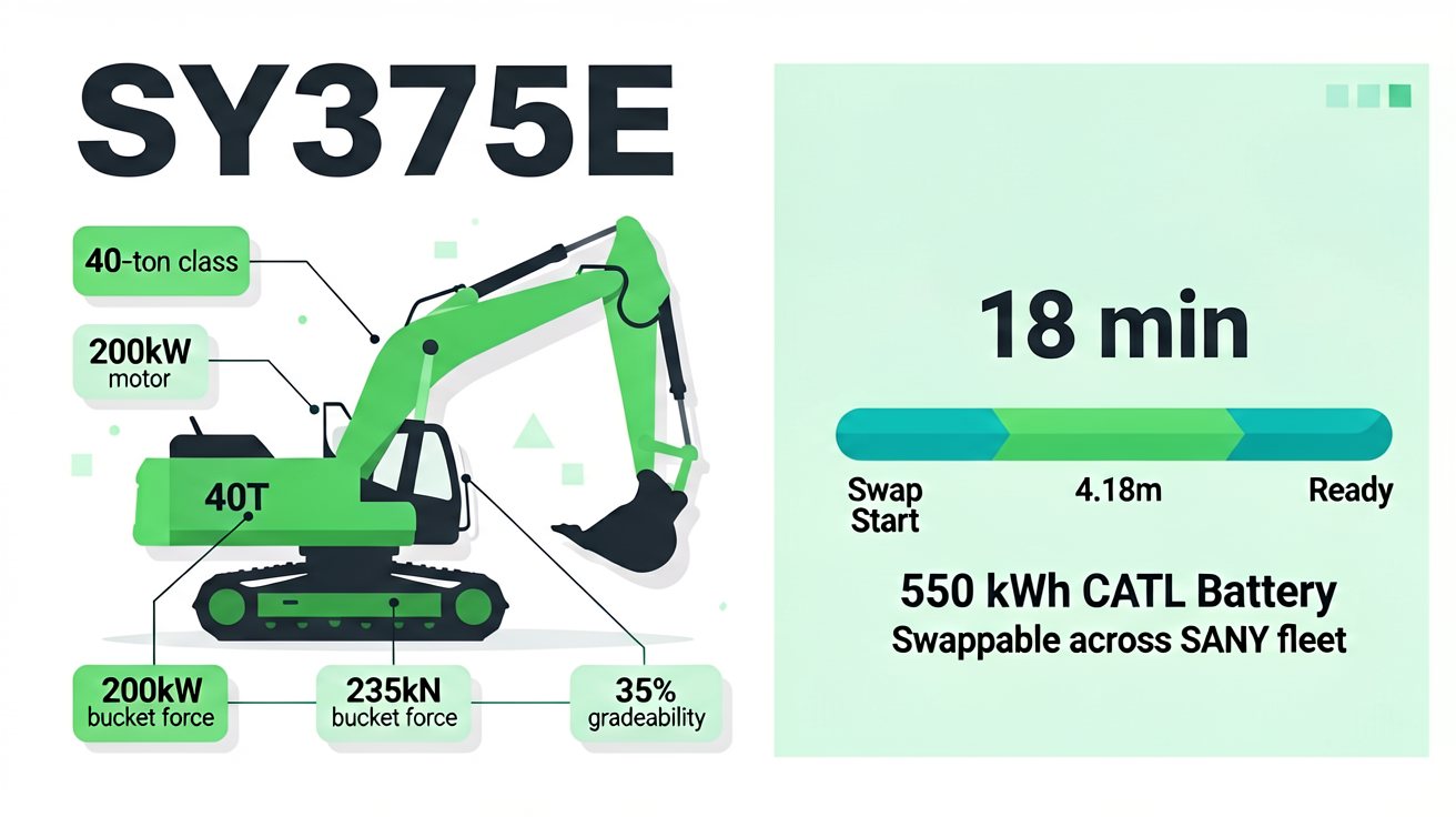 Технические характеристики электрического экскаватора SANY SY375E