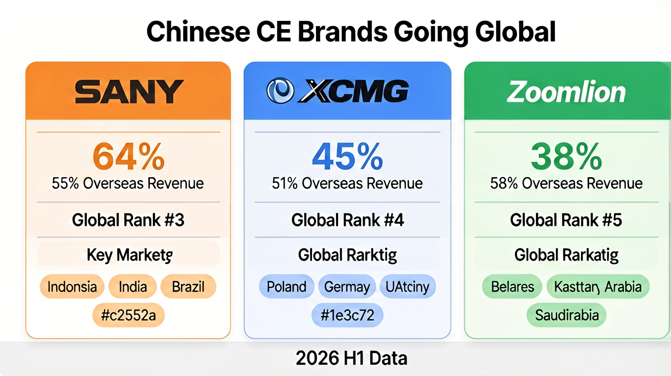 中国工程机械品牌全球化布局对比