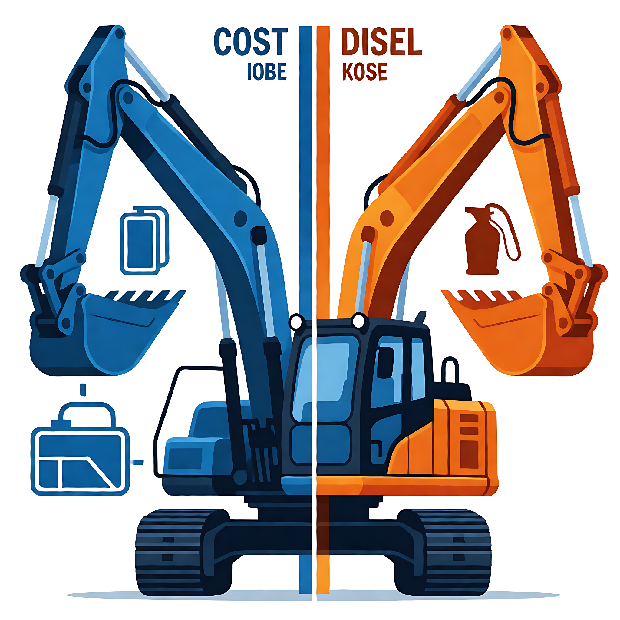 Electric excavator versus diesel model comparison