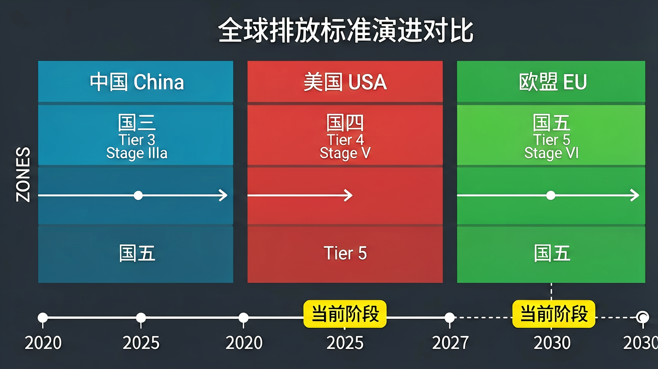 全球主要市场排放标准演进对比