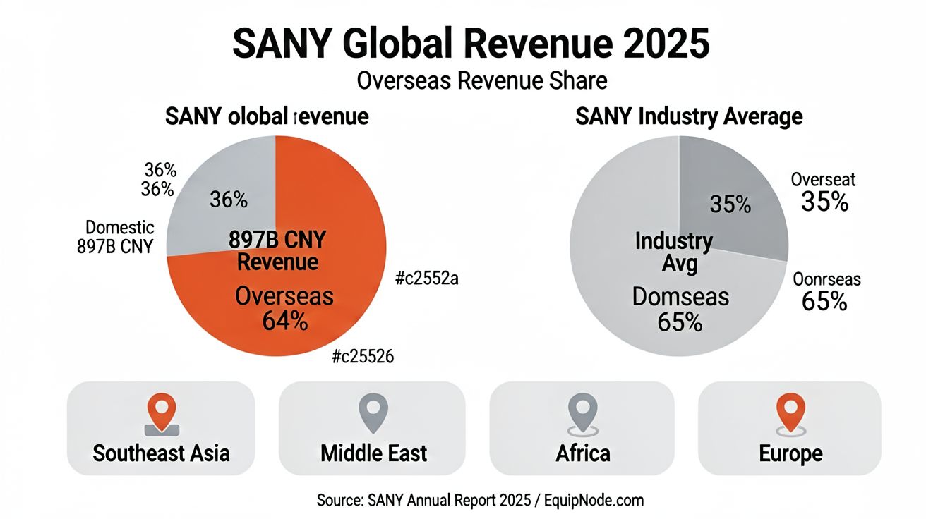 SANY: зарубежная выручка — 64% vs средний показатель по отрасли