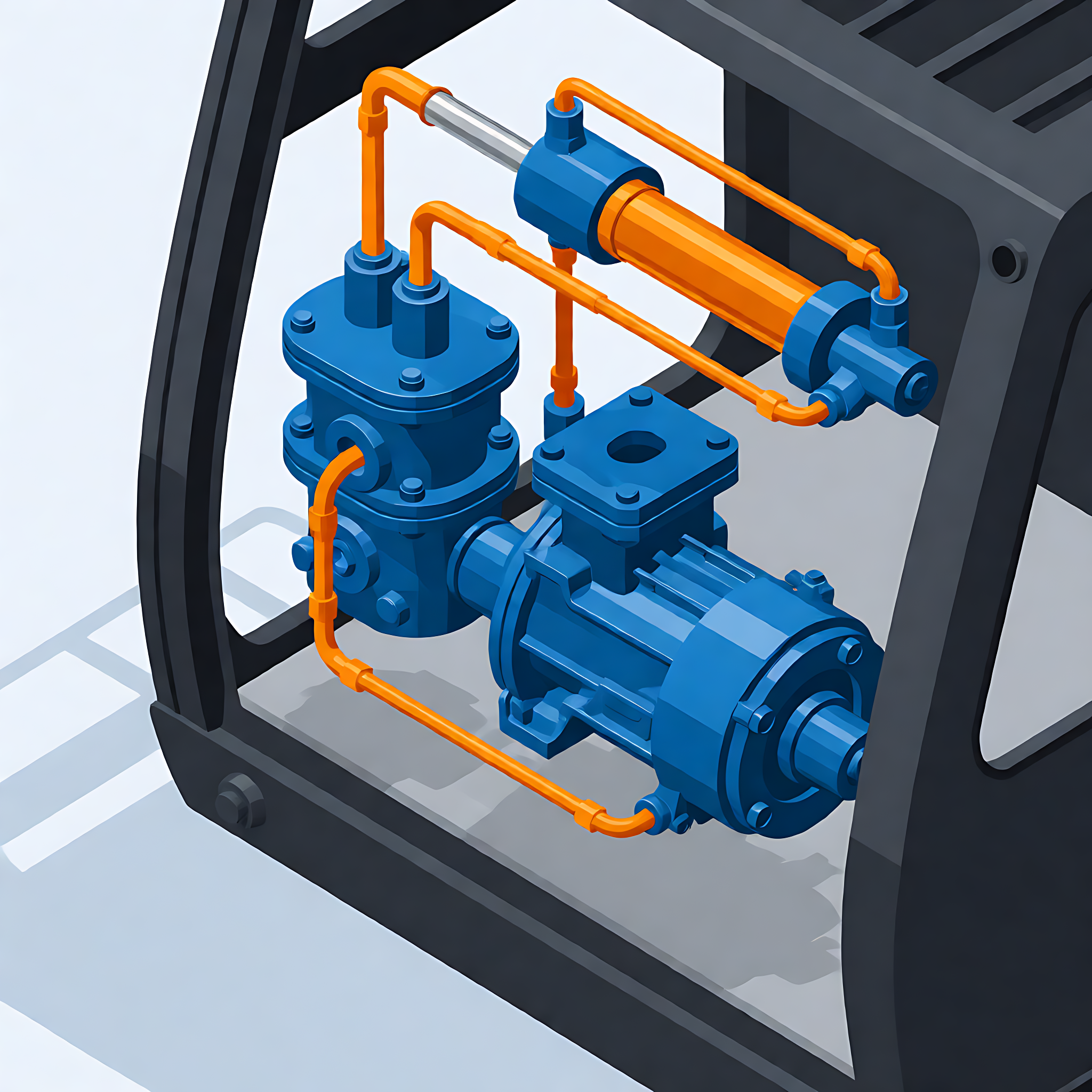 Schematic diagram of an excavator hydraulic system