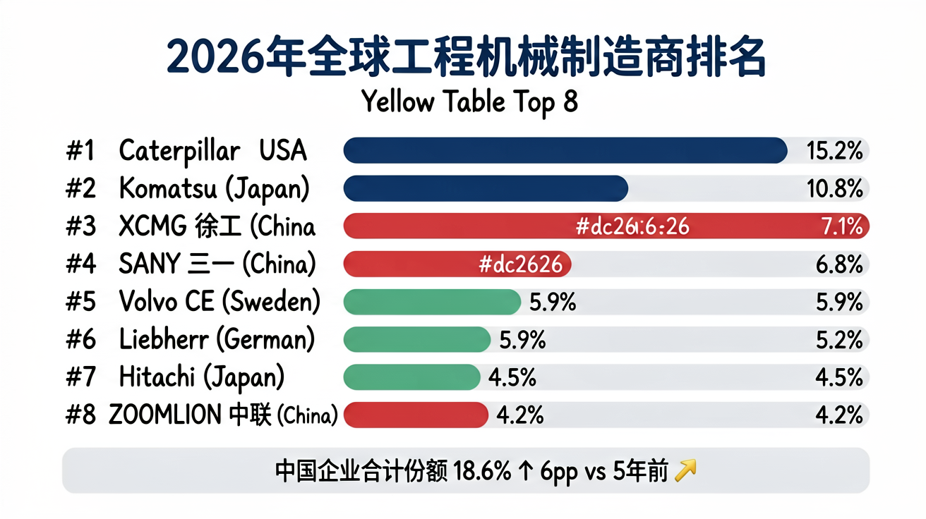 2026年全球工程机械制造商排名