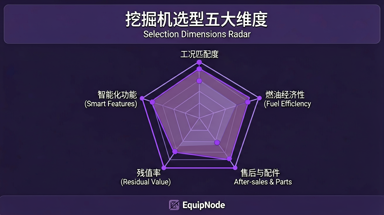 挖掘机选型五大维度雷达图