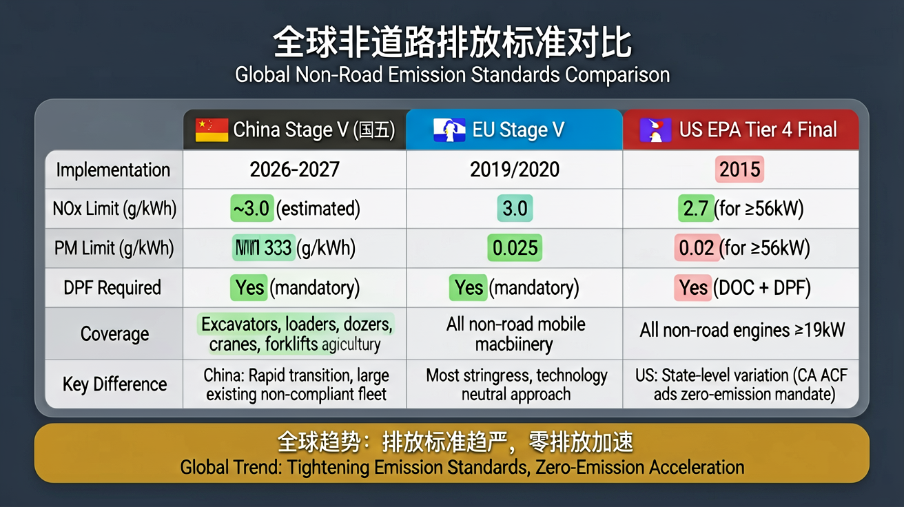 全球非道路排放标准对比